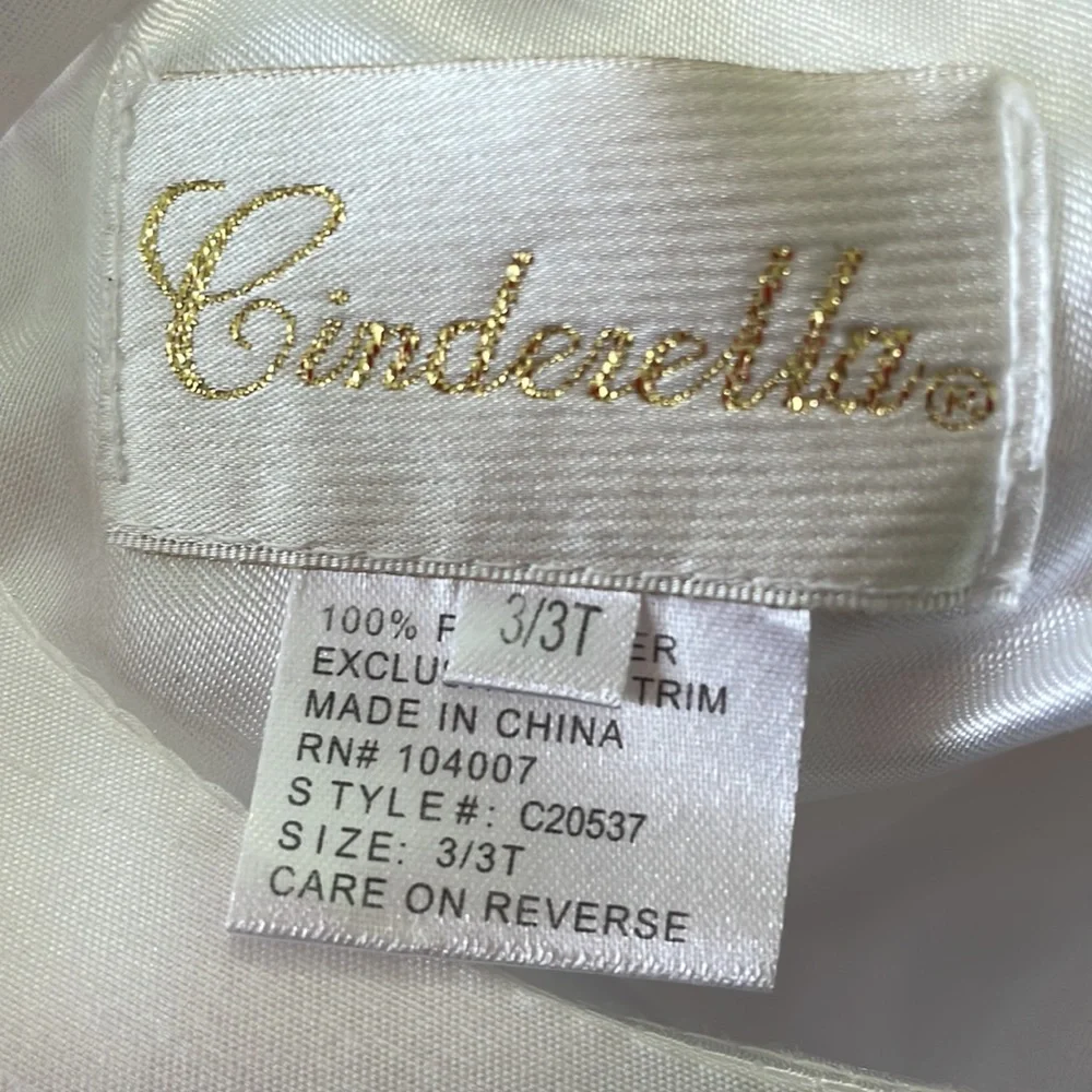 Cinderella White Satin Flower Accent Formal Dress
